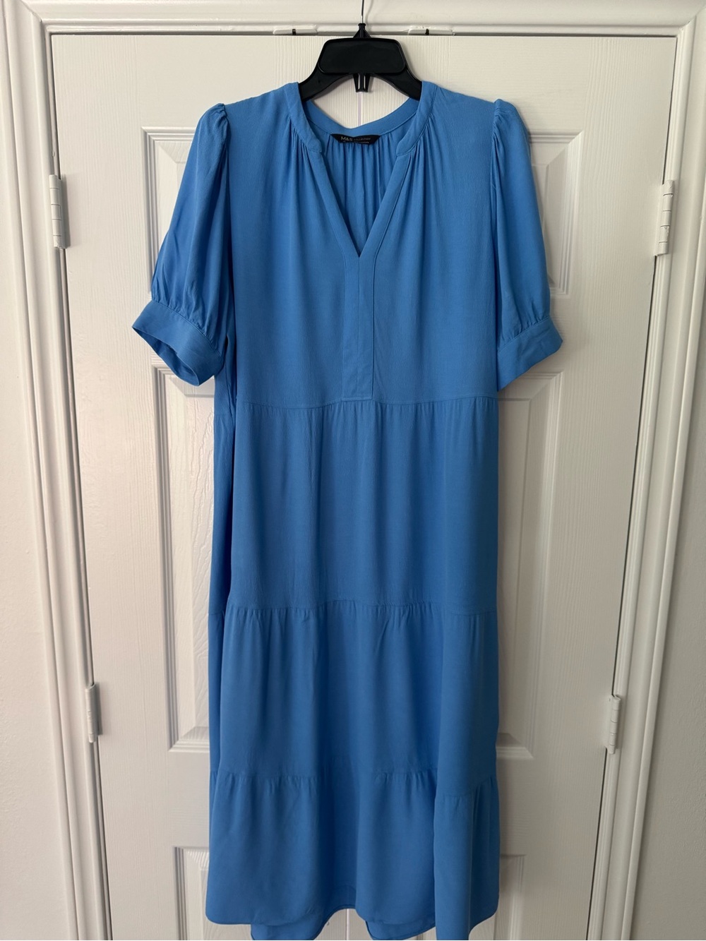 Marks & Spencer Sky Blue Tiered V-Neck Midi Dress